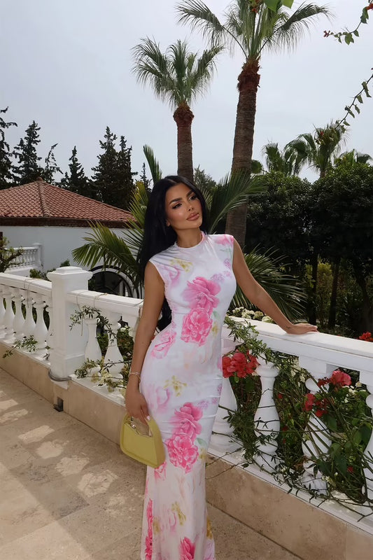 White Samsara Floral Print Dress