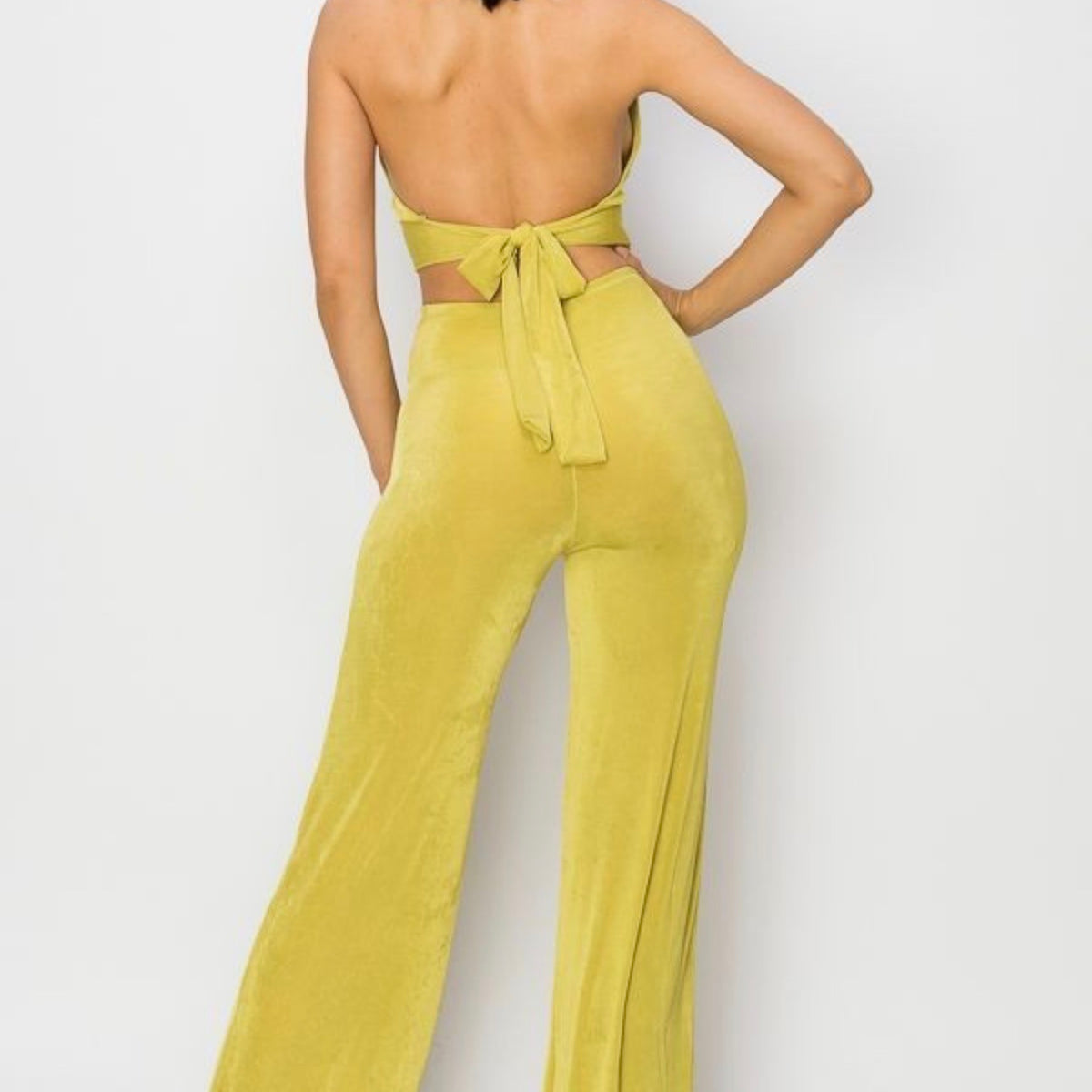 Halter Neck Cut-Out Wide Leg Jumpsuit
