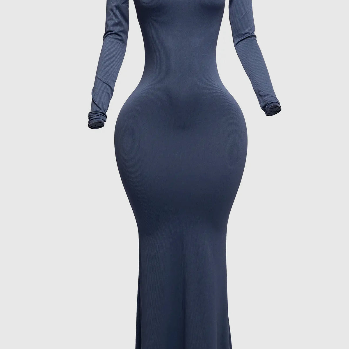 Ribbed Long Sleeve Mermaid Maxi Dress