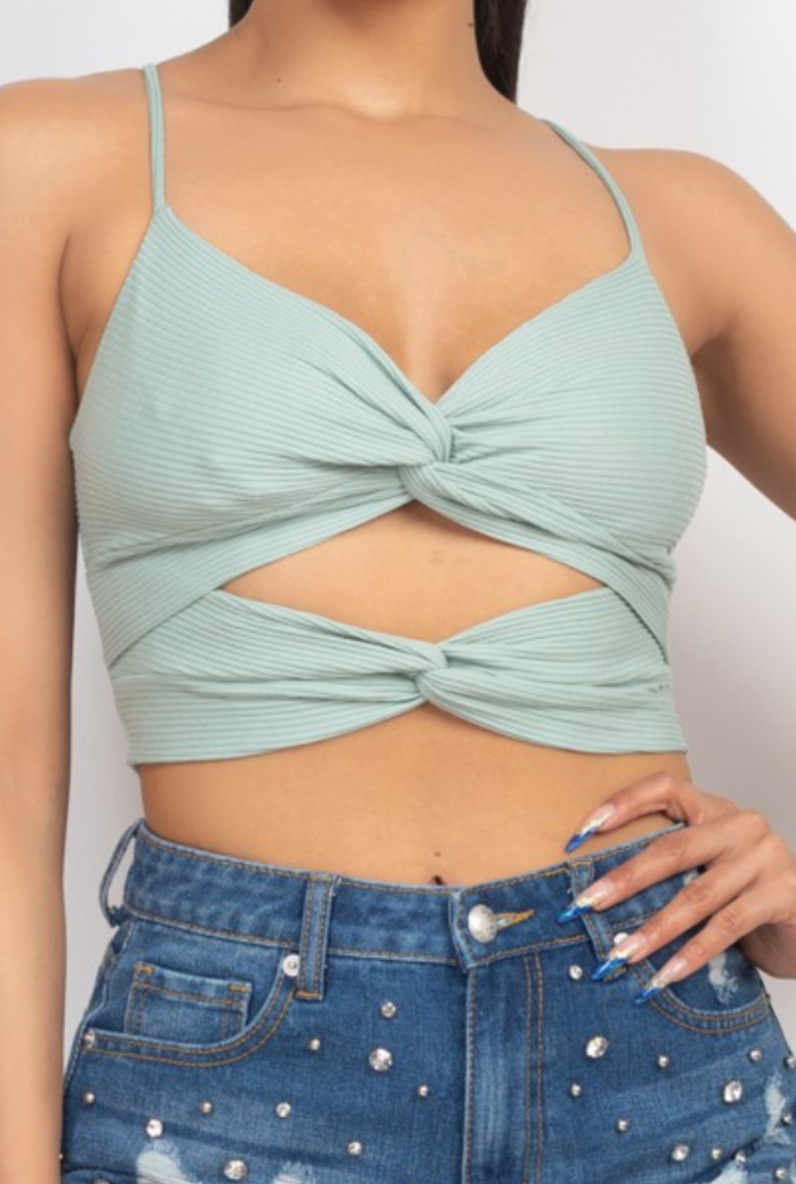 Front Twist Cut Out Cami Top