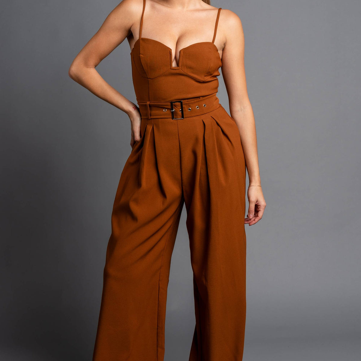 Twill Cropped Blazer & Jumpsuit Set