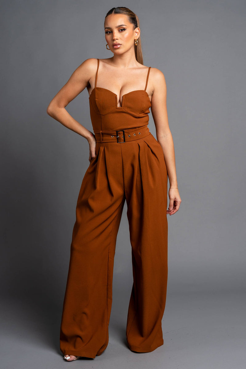 Twill Cropped Blazer & Jumpsuit Set