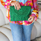 Emerald Green Woven Clutch