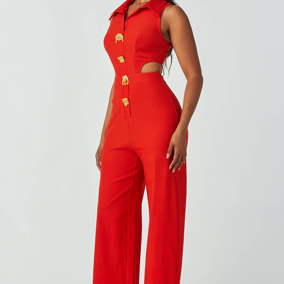 Sleeveless Collared Jumpsuit