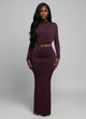 Shirring Detailed Long Sleeve Top and Maxi Skirt Set