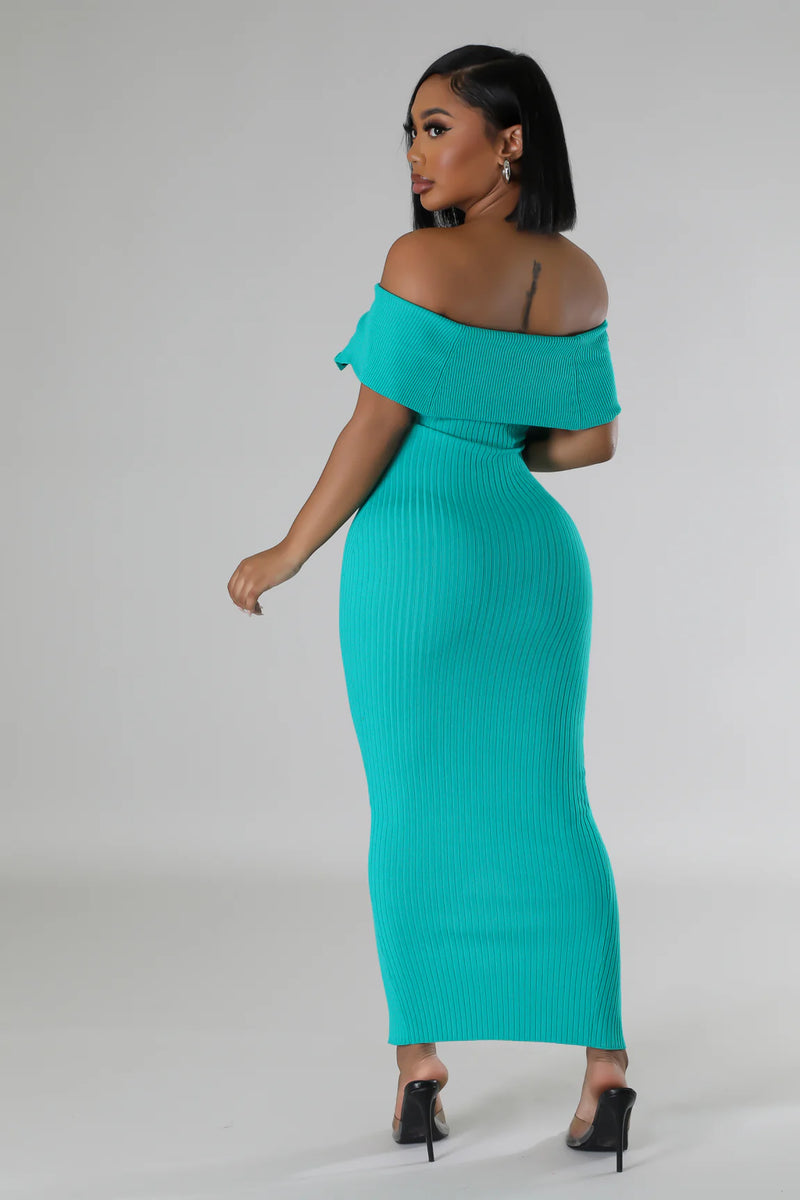 Button Down Off Shoulder Maxi Dress