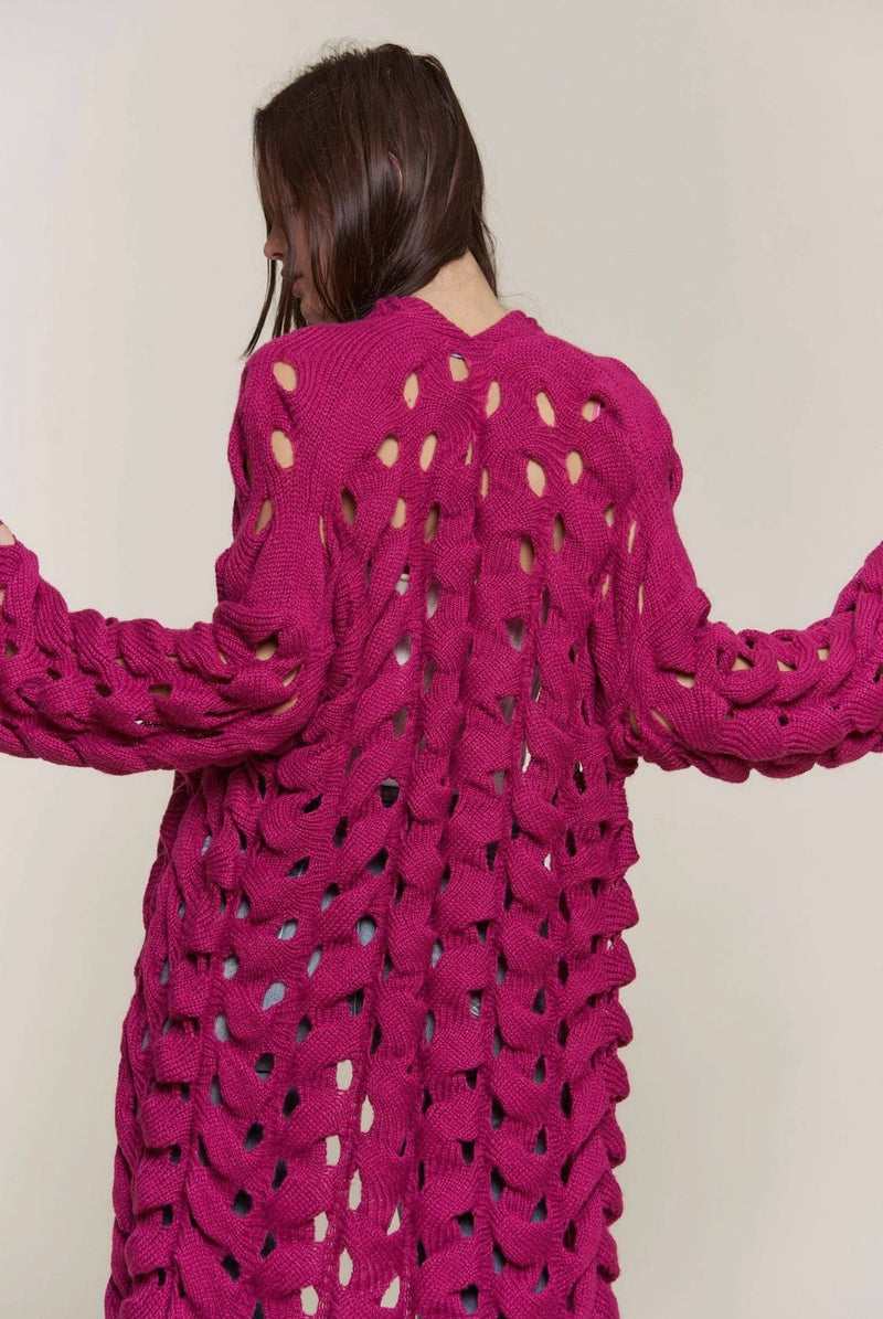 Fuchsia knitted Cardigan