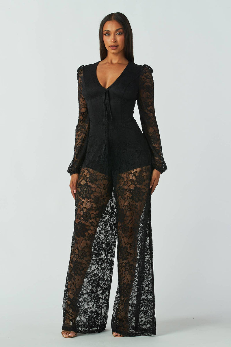 Long Sleeved Lace Jumpsuit