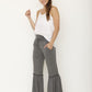 drawstring ruffle wide leg pants