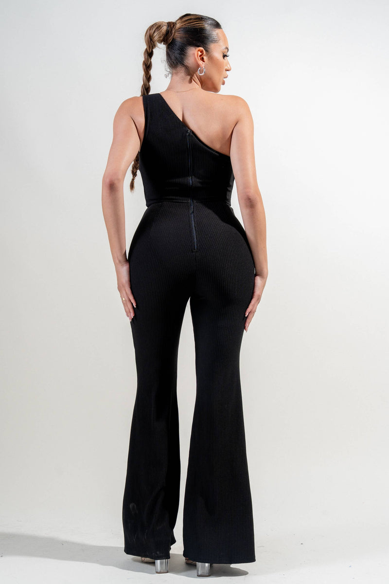 Rib One Shoulder Jumpsuit