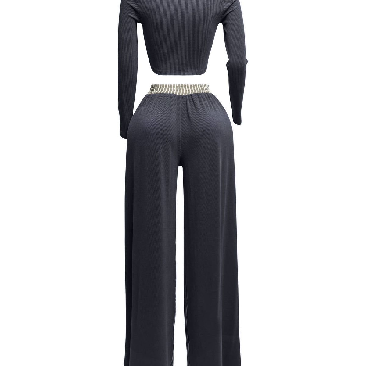 Ribbed Knotted Top And Wide Leg Pants