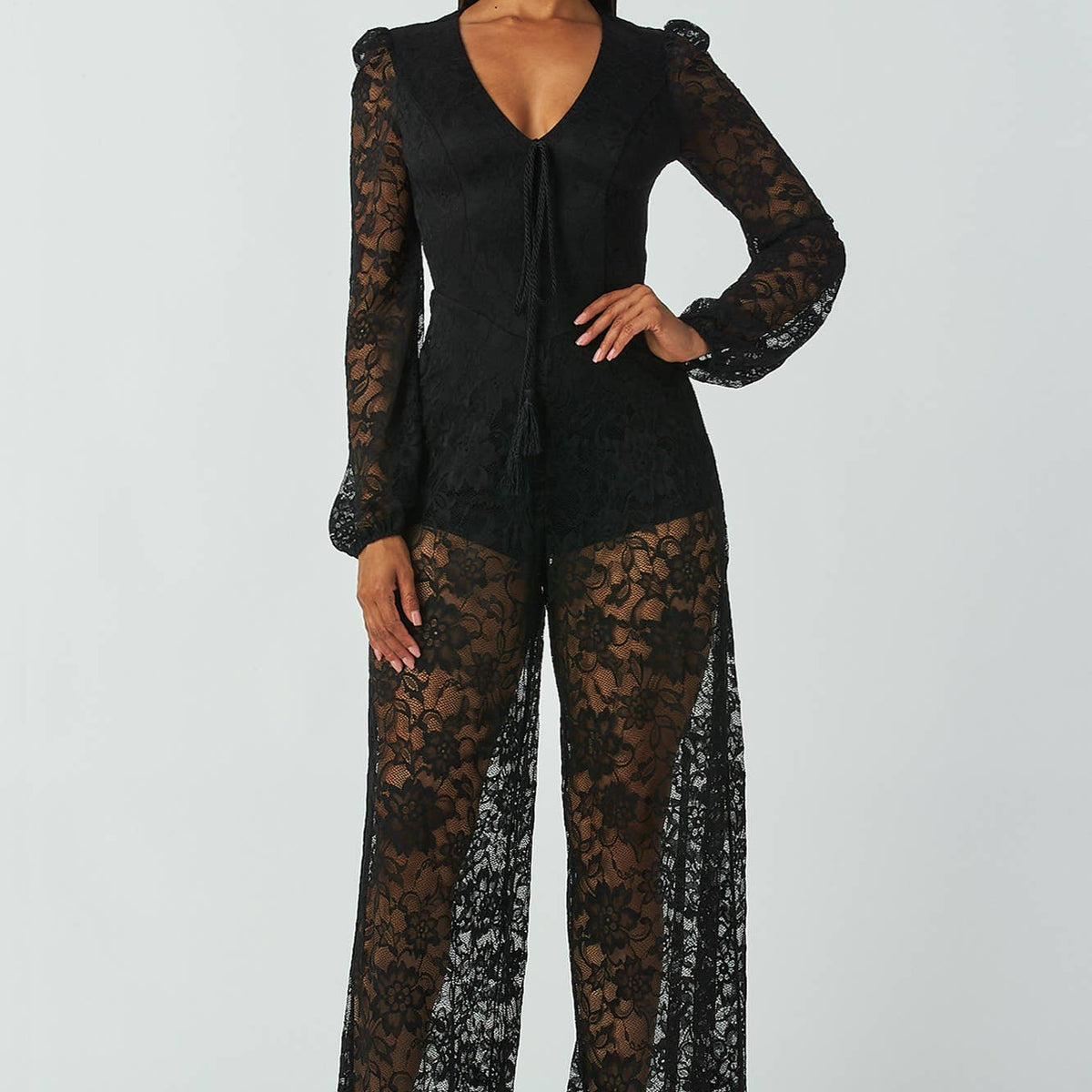 Long Sleeved Lace Jumpsuit