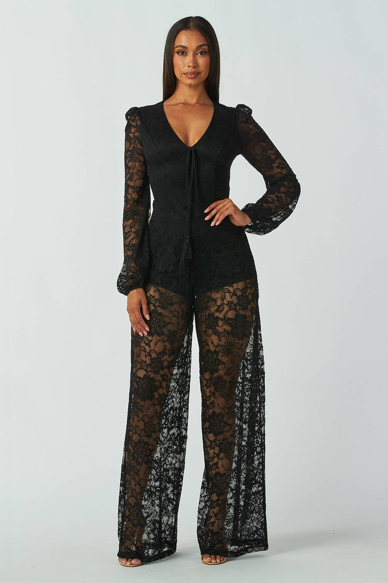 Long Sleeved Lace Jumpsuit