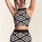 PATTERNED KNIT CROP TANK WITH SKIRT SET