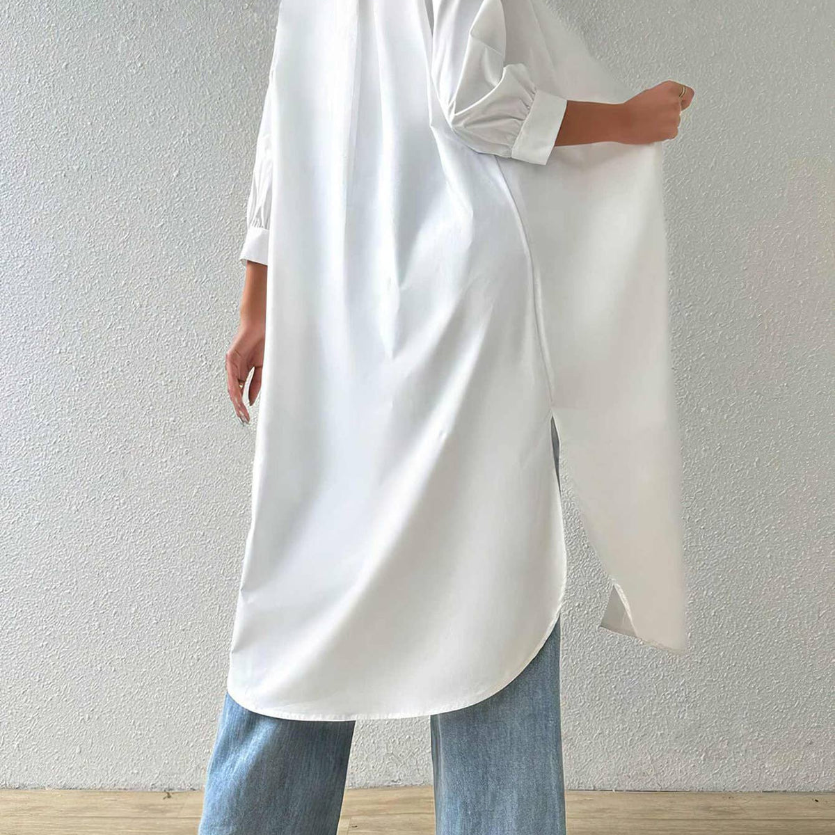 Versatile Mid-Sleeve Long Cardigan Shirt