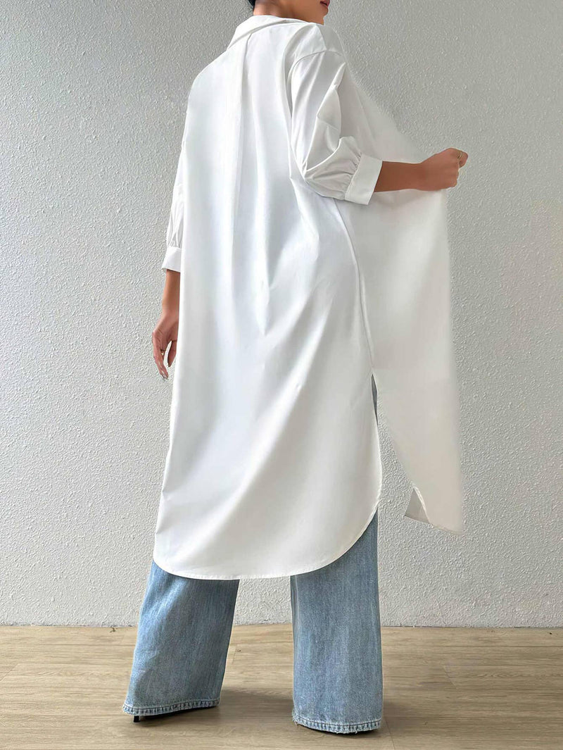 Versatile Mid-Sleeve Long Cardigan Shirt