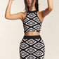 PATTERNED KNIT CROP TANK WITH SKIRT SET