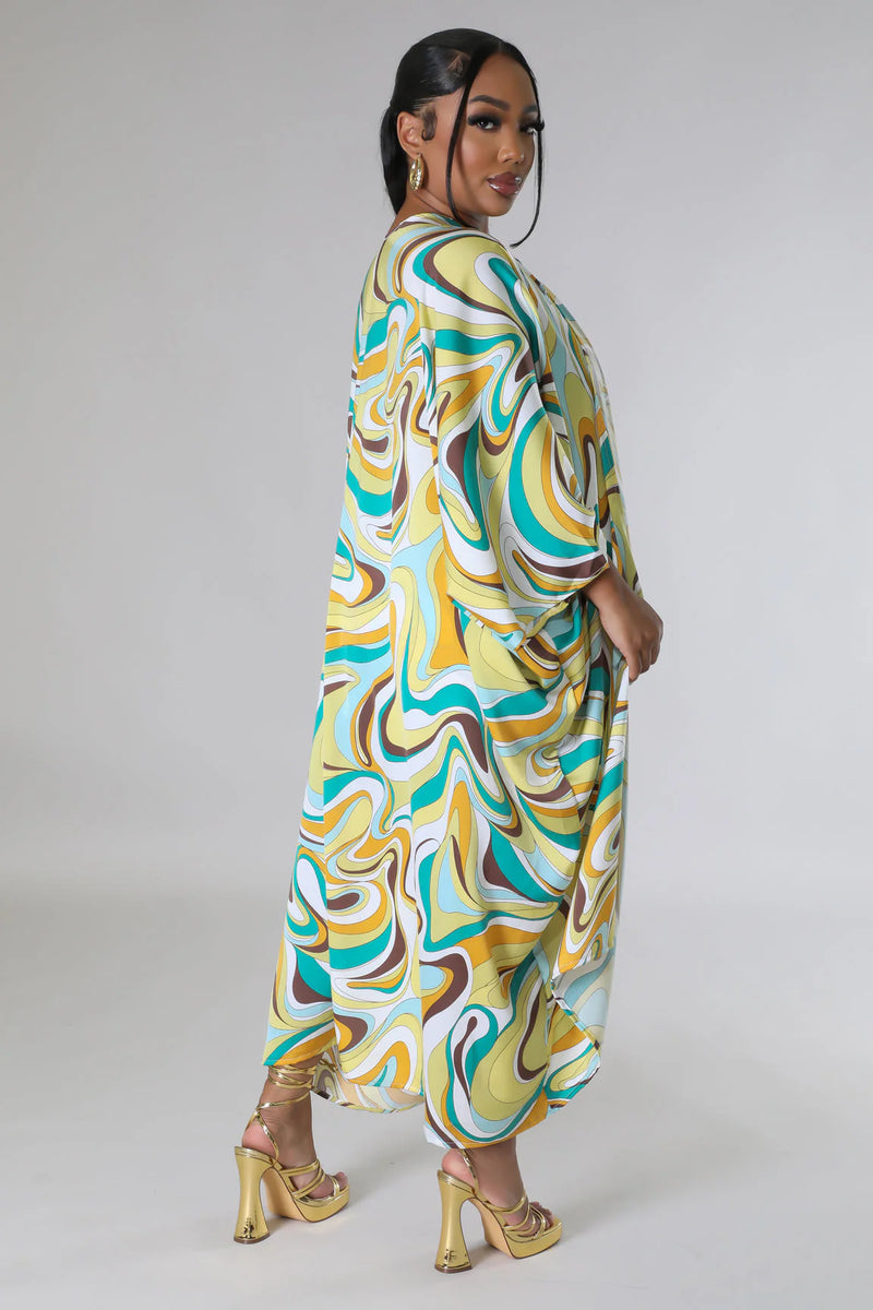 Abstract Pattern Cardigan & Shorts Set