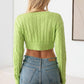 Cable Pattern Long Sleeve Crop Sweater Top