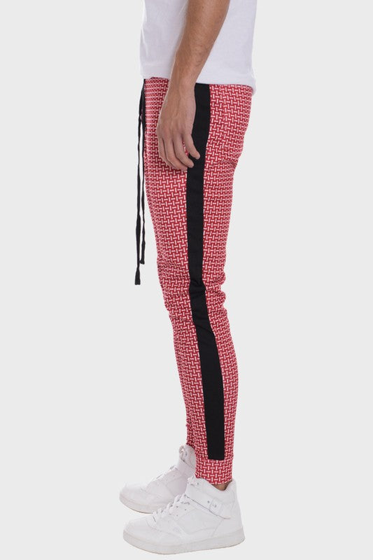 WEIV MEN'S Patterned Sweatpants with Side Stripe