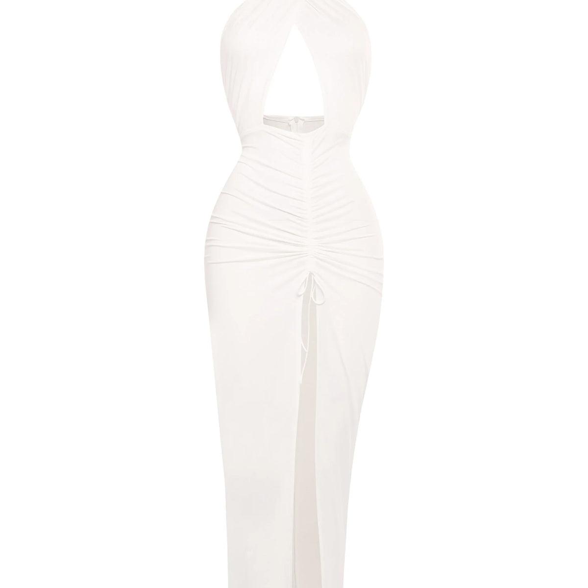 Ivory Cutout Halter Dress