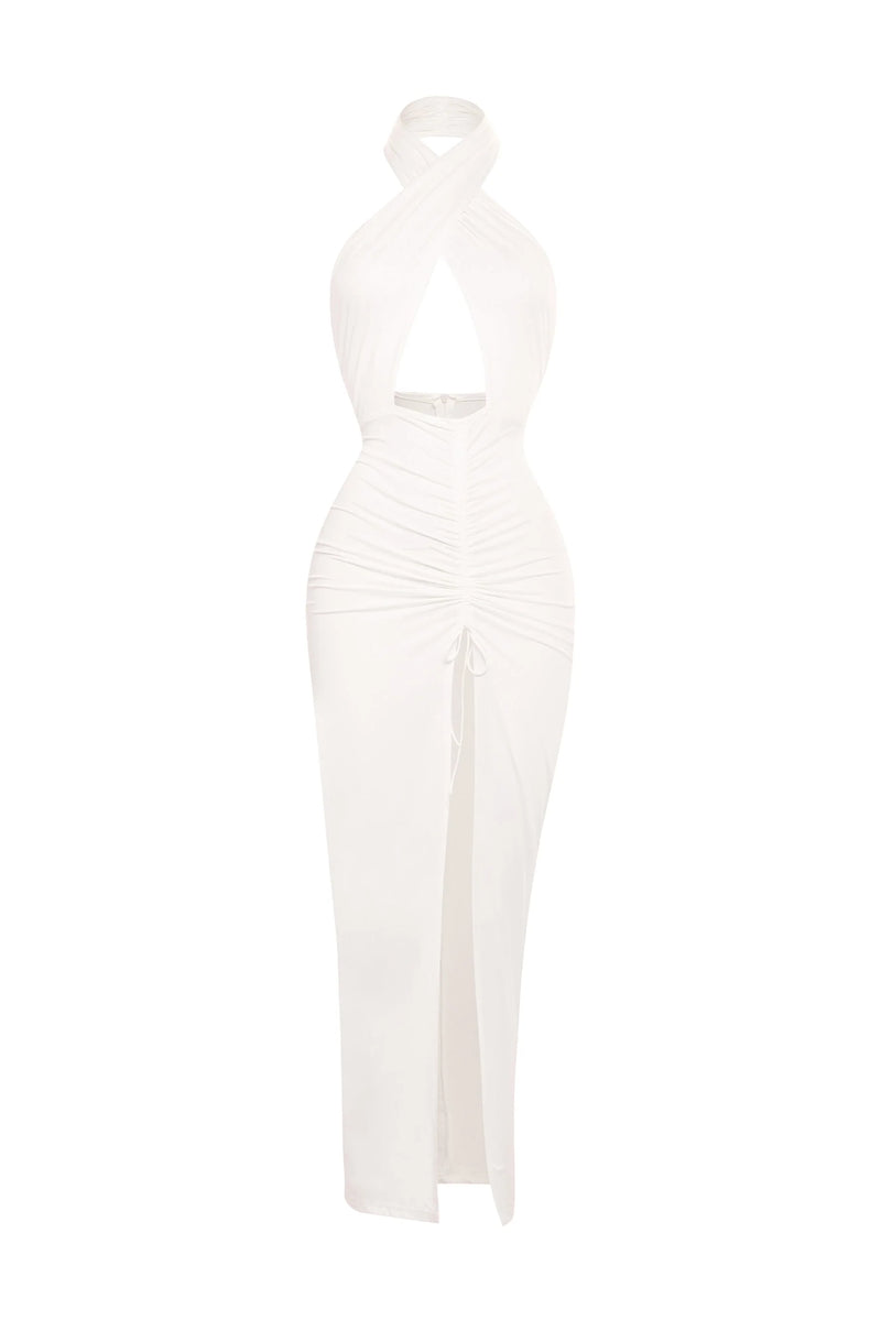 Ivory Cutout Halter Dress