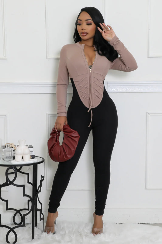 Classic Contrast Fitted Jumpsuit