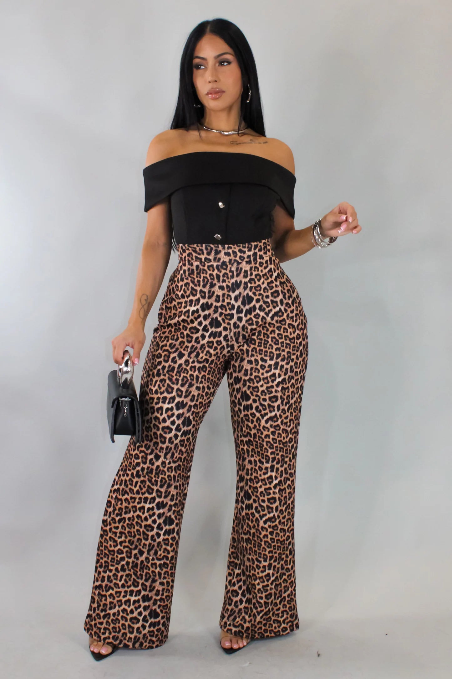High-Rise Leopard Wide-Leg Pants