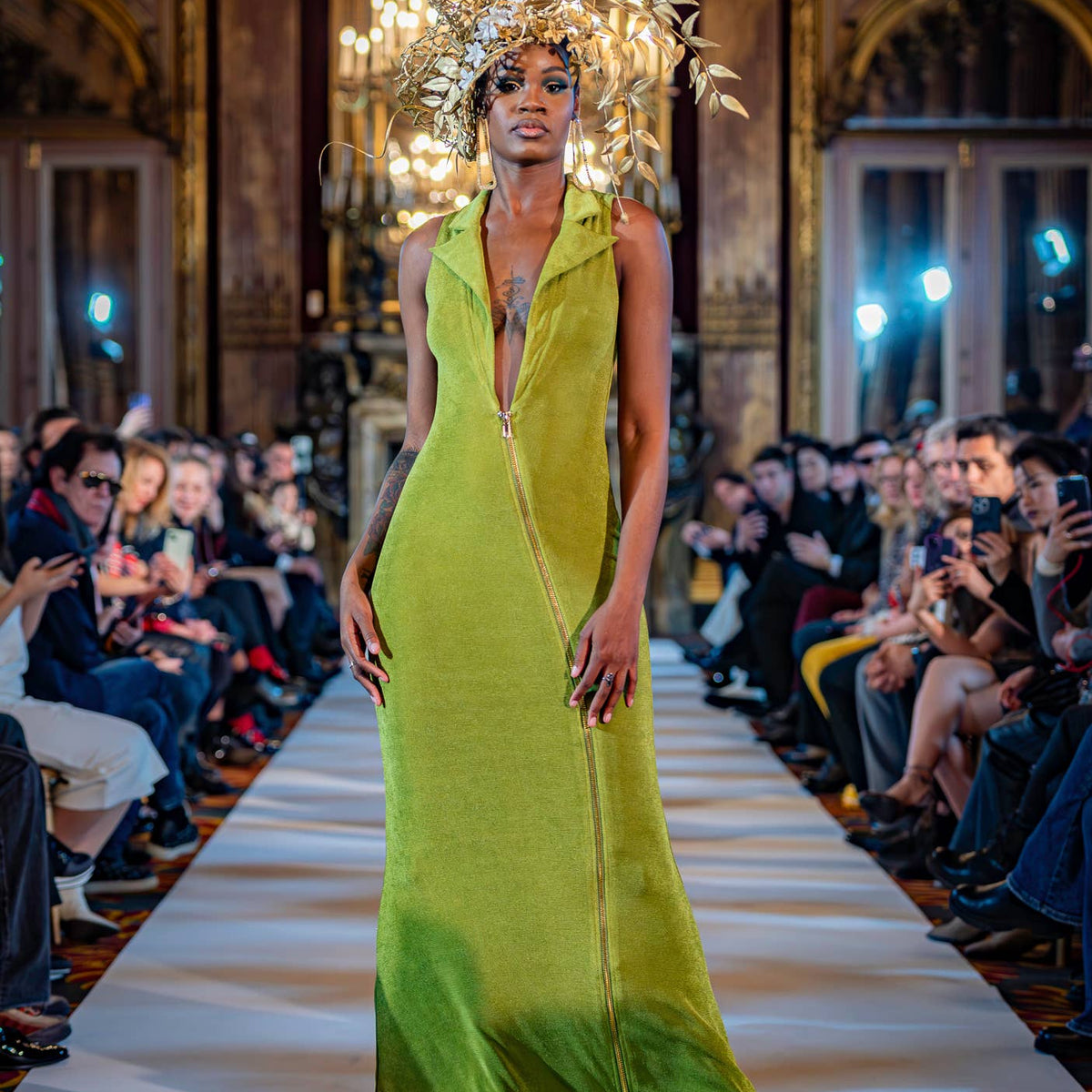 Olive Deep V Neck Maxi