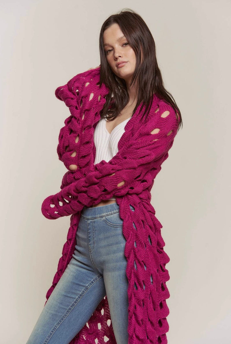 Fuchsia knitted Cardigan
