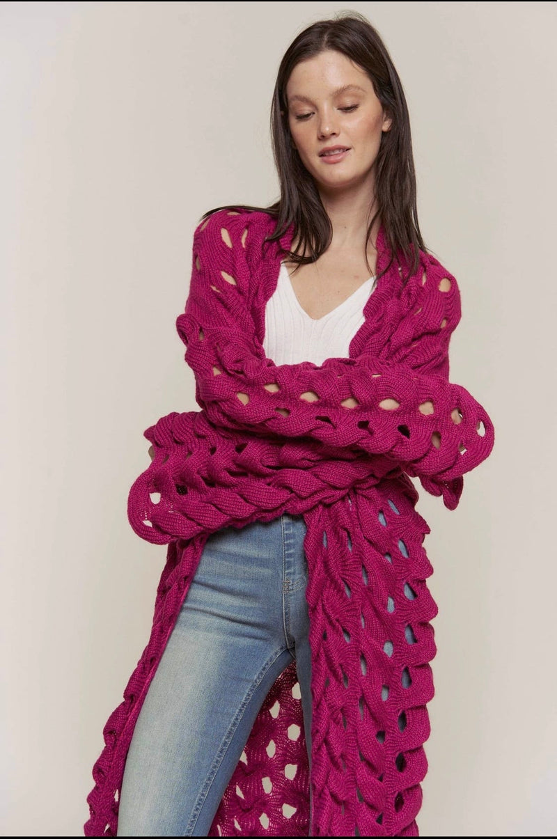 Fuchsia knitted Cardigan