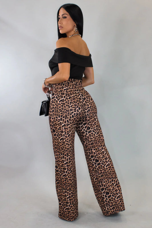 High-Rise Leopard Wide-Leg Pants