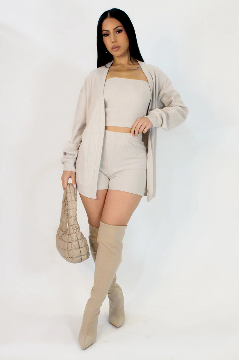 Ribbed 3-Piece Lounge Set