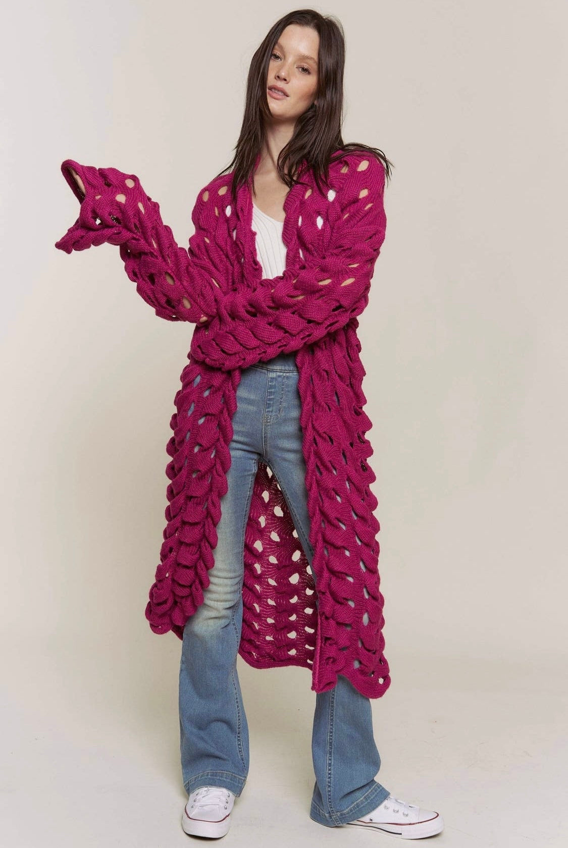 Fuchsia knitted Cardigan