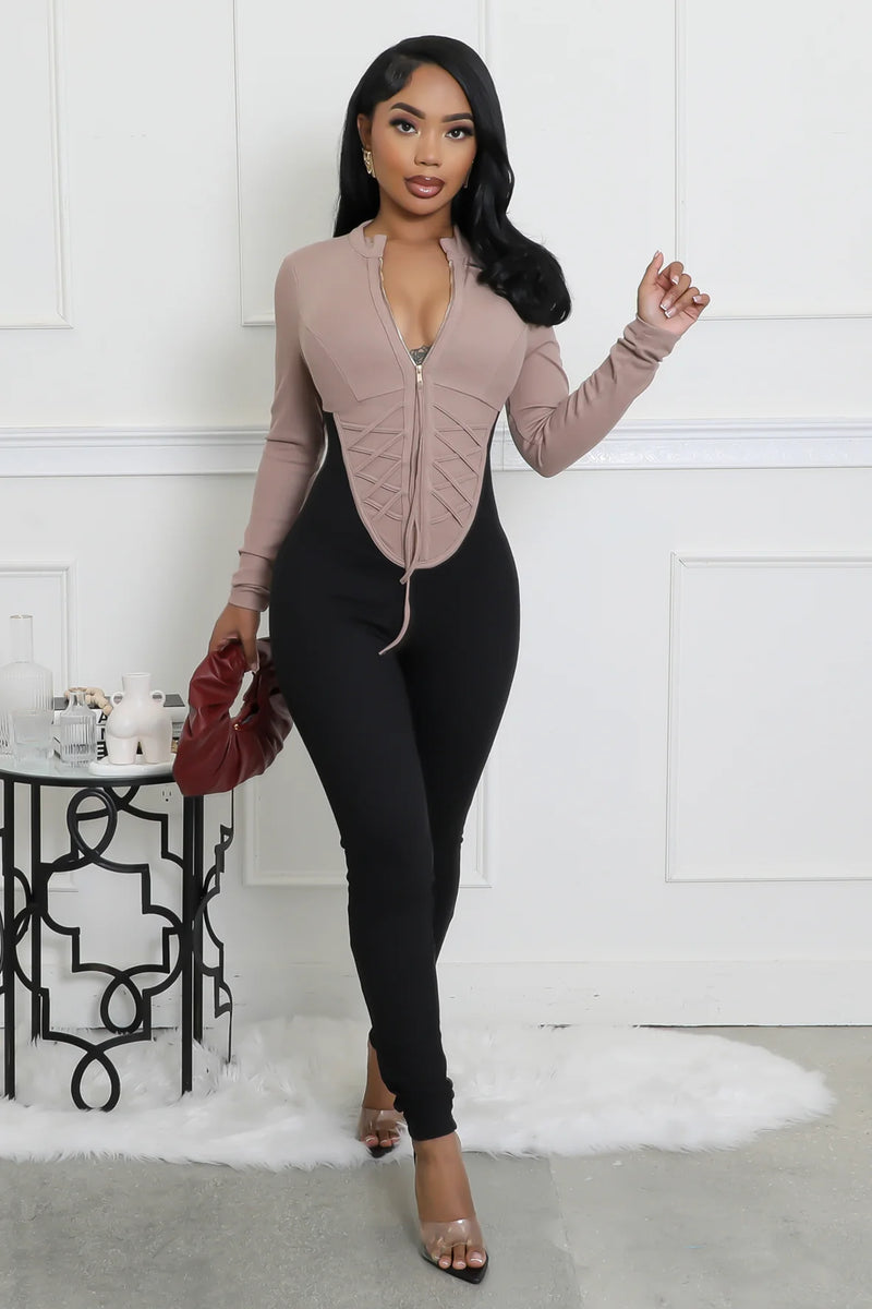 Classic Contrast Fitted Jumpsuit