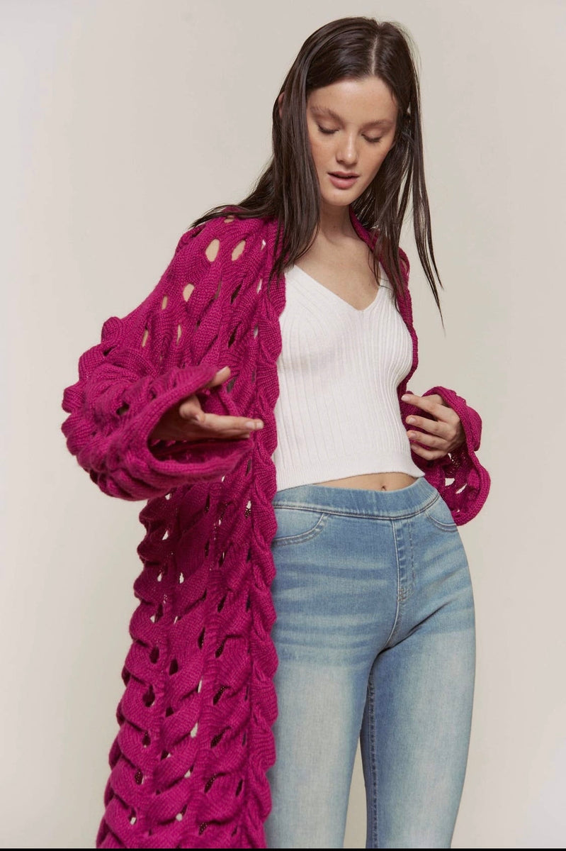 Fuchsia knitted Cardigan