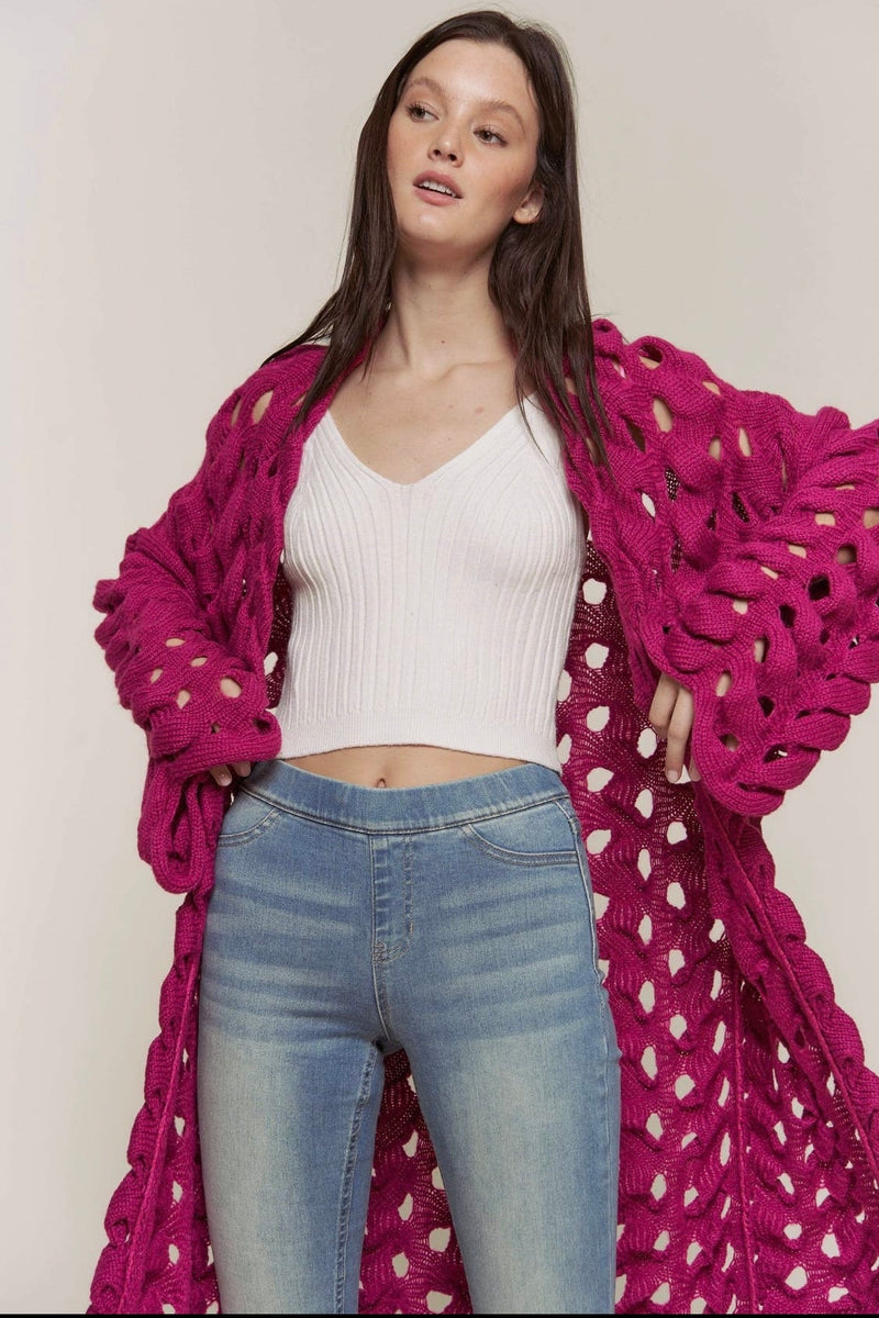 Fuchsia knitted Cardigan