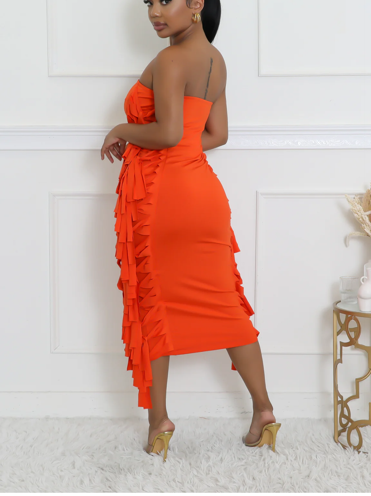 Flame Fringe Midi Dress