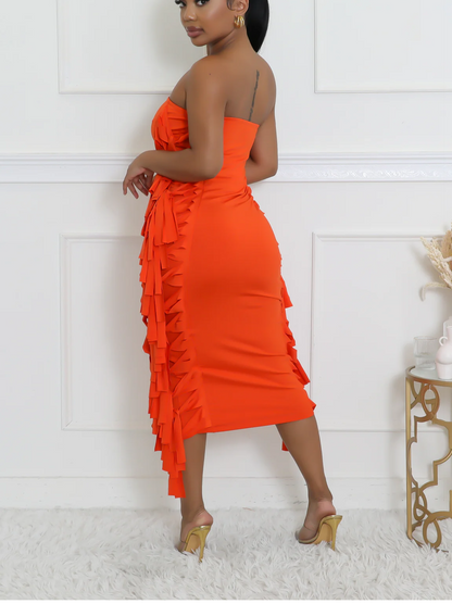 Flame Fringe Midi Dress
