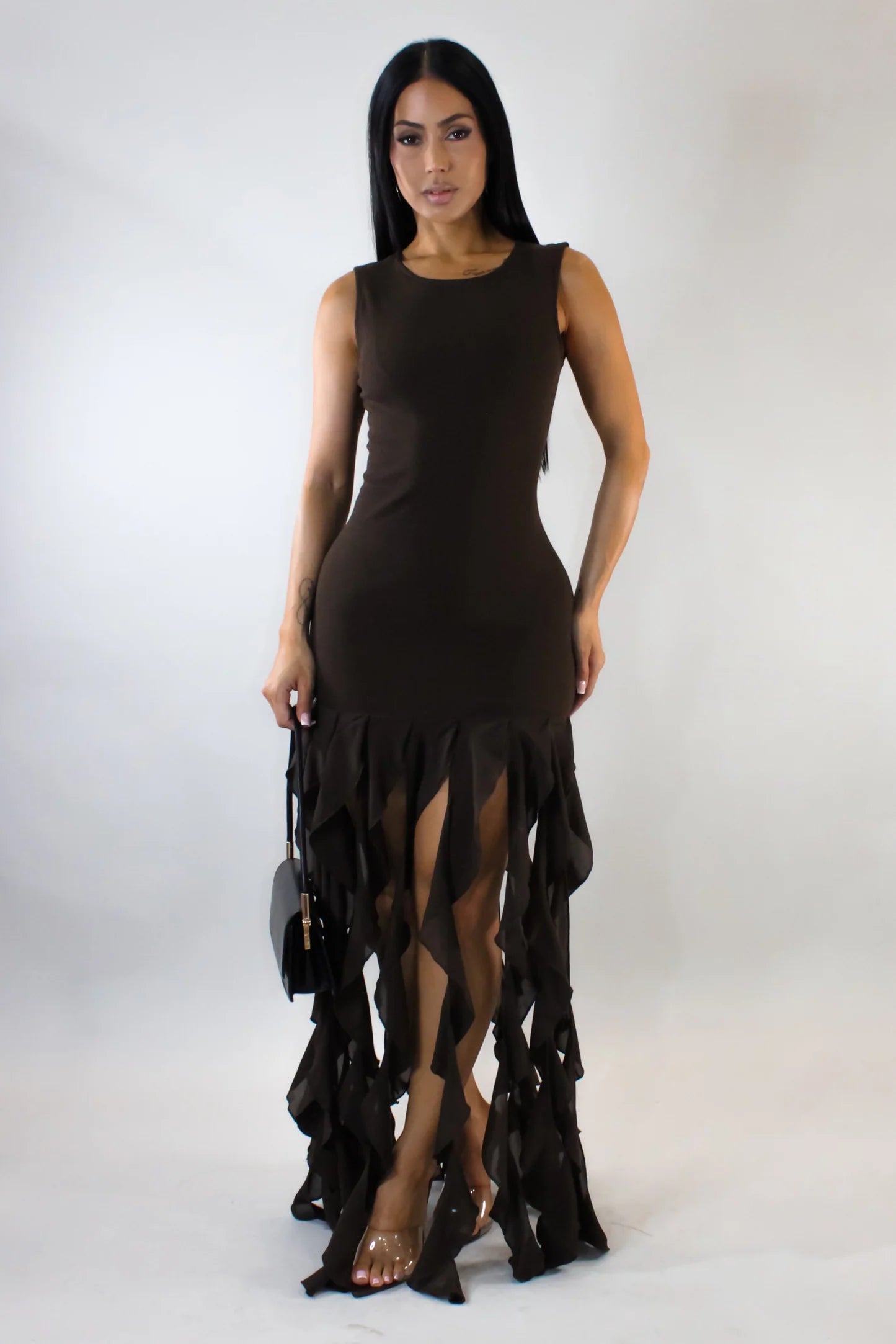 Mini Dress With Ruffle Fringe Hem