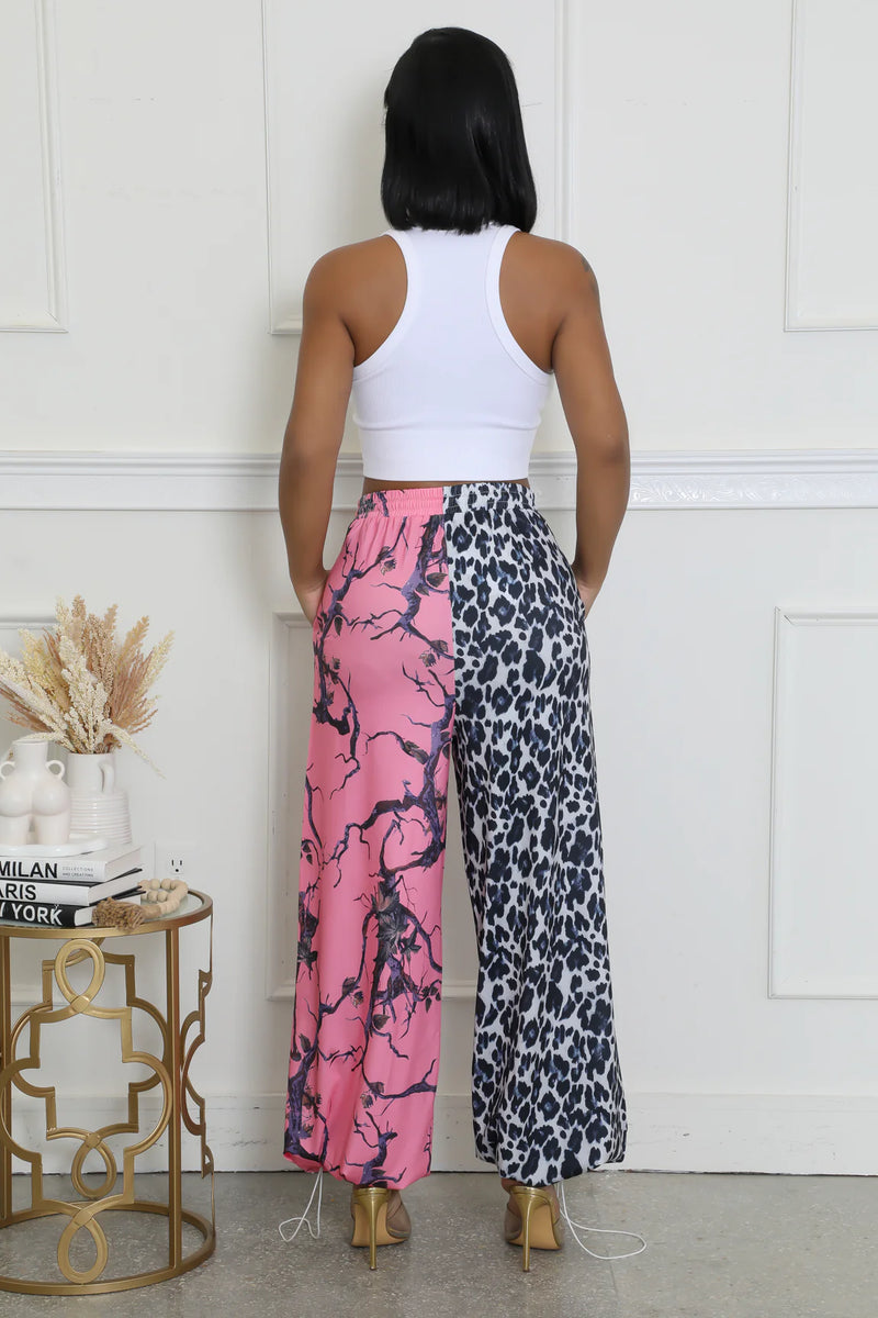Mixed Print Wide Leg Lounge Pants
