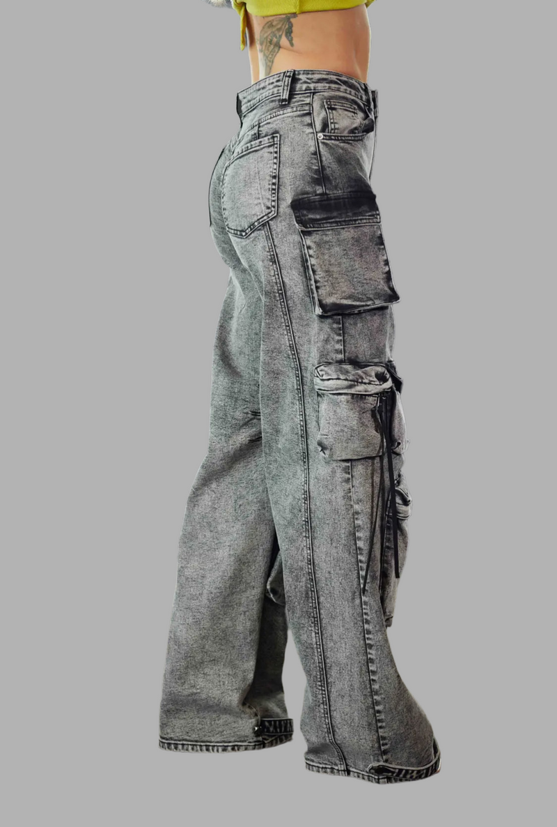 Acid Black Cargo Jeans