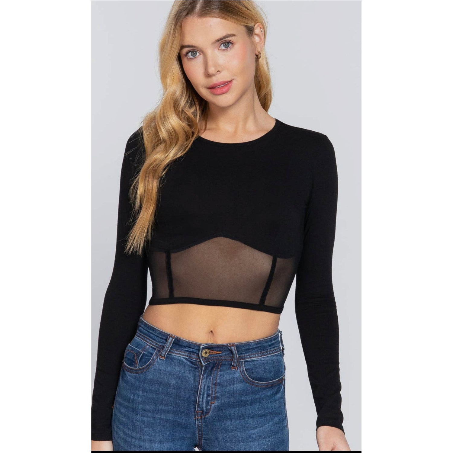 Mesh Front Crop Top