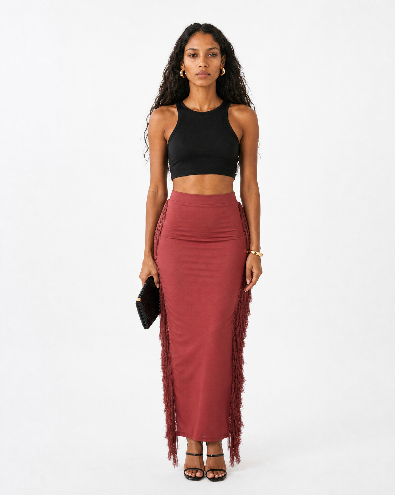 Fringe maxi skirt