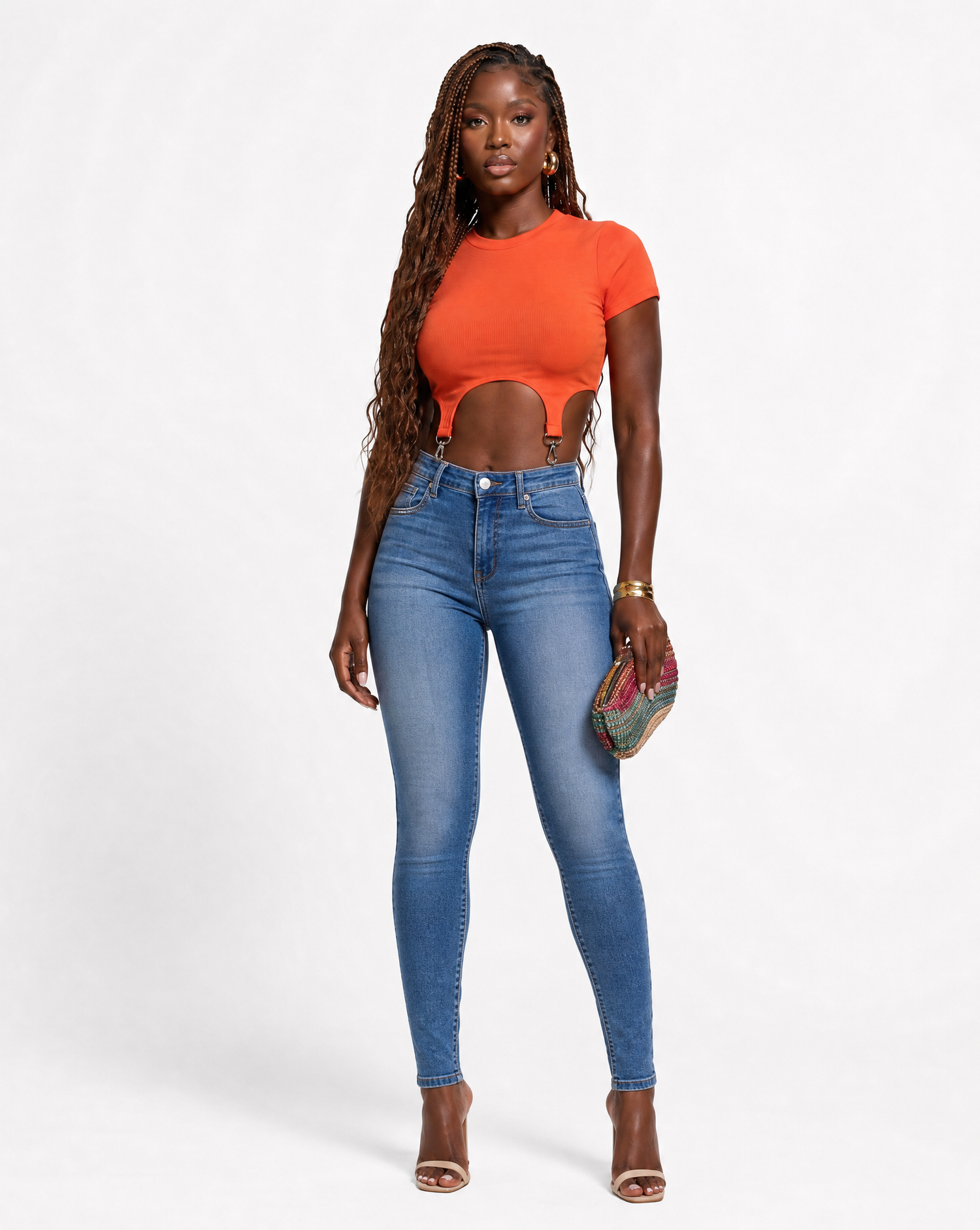 ORANGE BUCKLE BOTTOM TOP