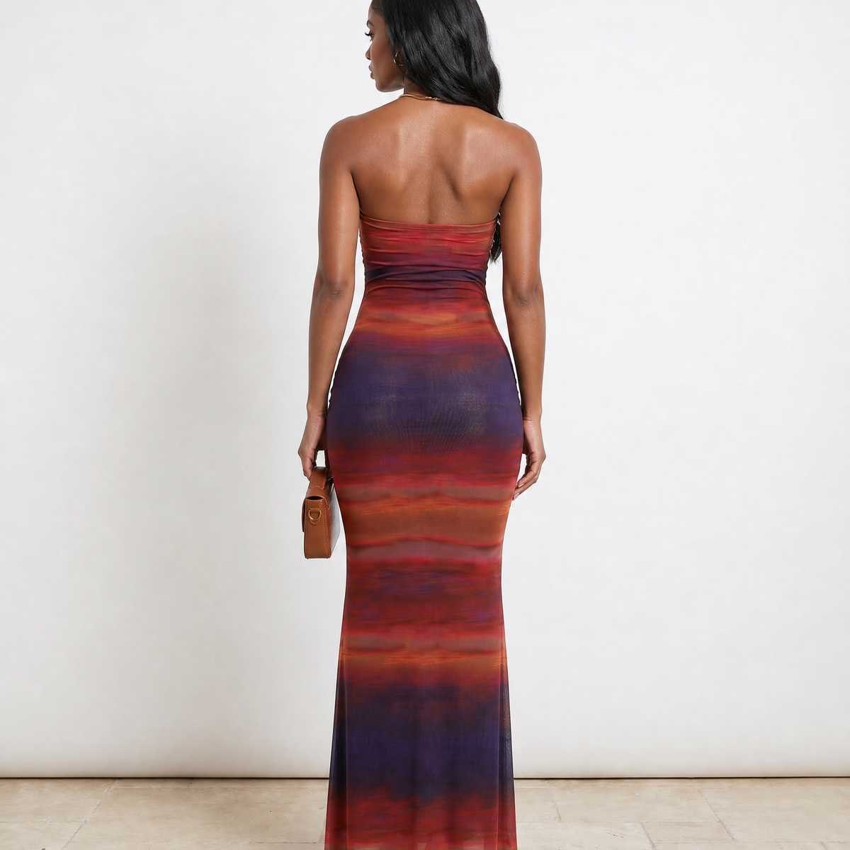 Abstract Sleeveless Maxi Dress