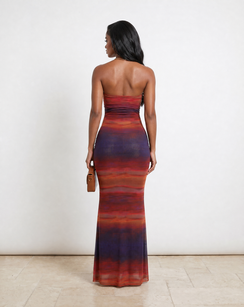 Abstract Sleeveless Maxi Dress