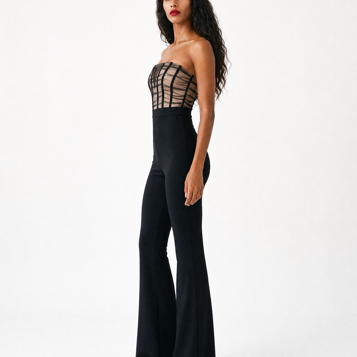 Mesh Two Tone Jumpsuit