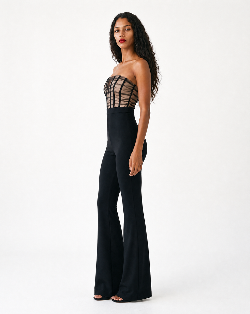Mesh Two Tone Jumpsuit