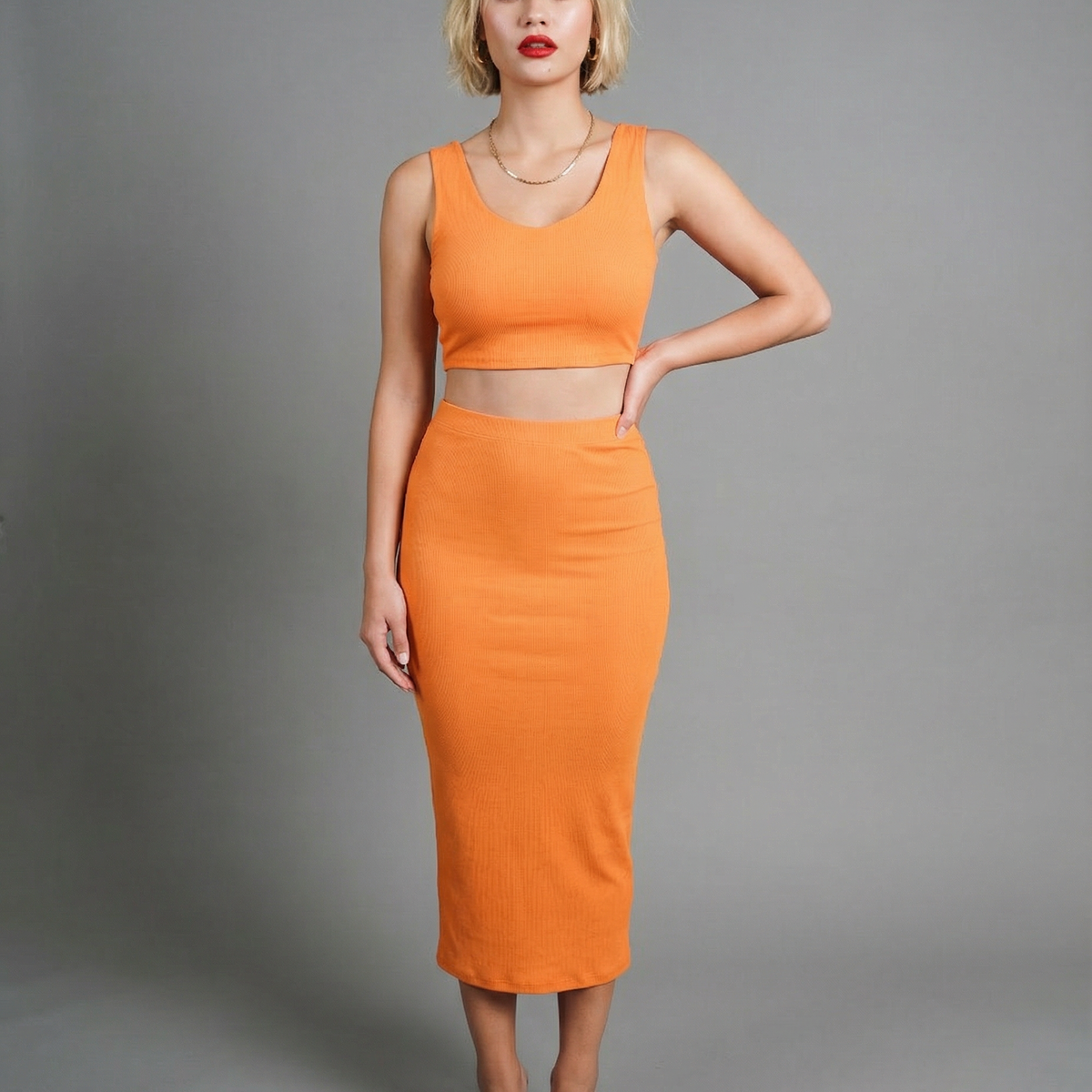 Just Peachy 2 piece skirt set